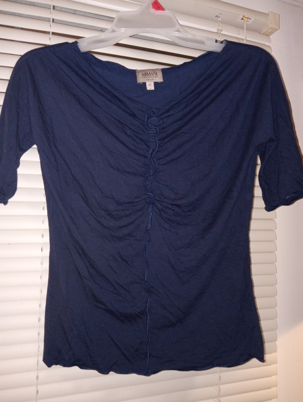 Armani Collezioni Navy Ruched Front Top